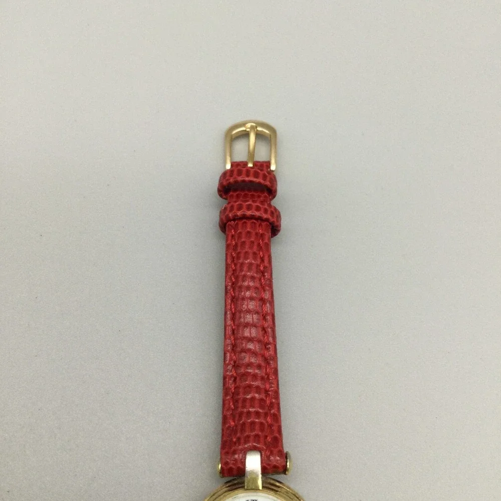 Anne Klein Watch Women 21mm Gold Tone Red Leather Band New Battery